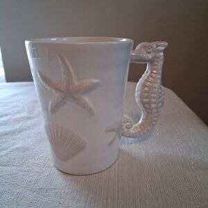 Beach Nautical Seahorse Handle Embossed Starfish And Shells Mug Pier 1 Imports